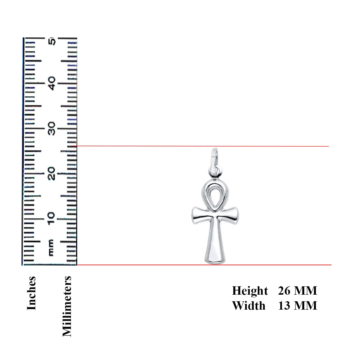 14K White Gold Ankh Cross Religious Pendant