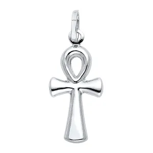 14K White Gold Ankh Cross Religious Pendant