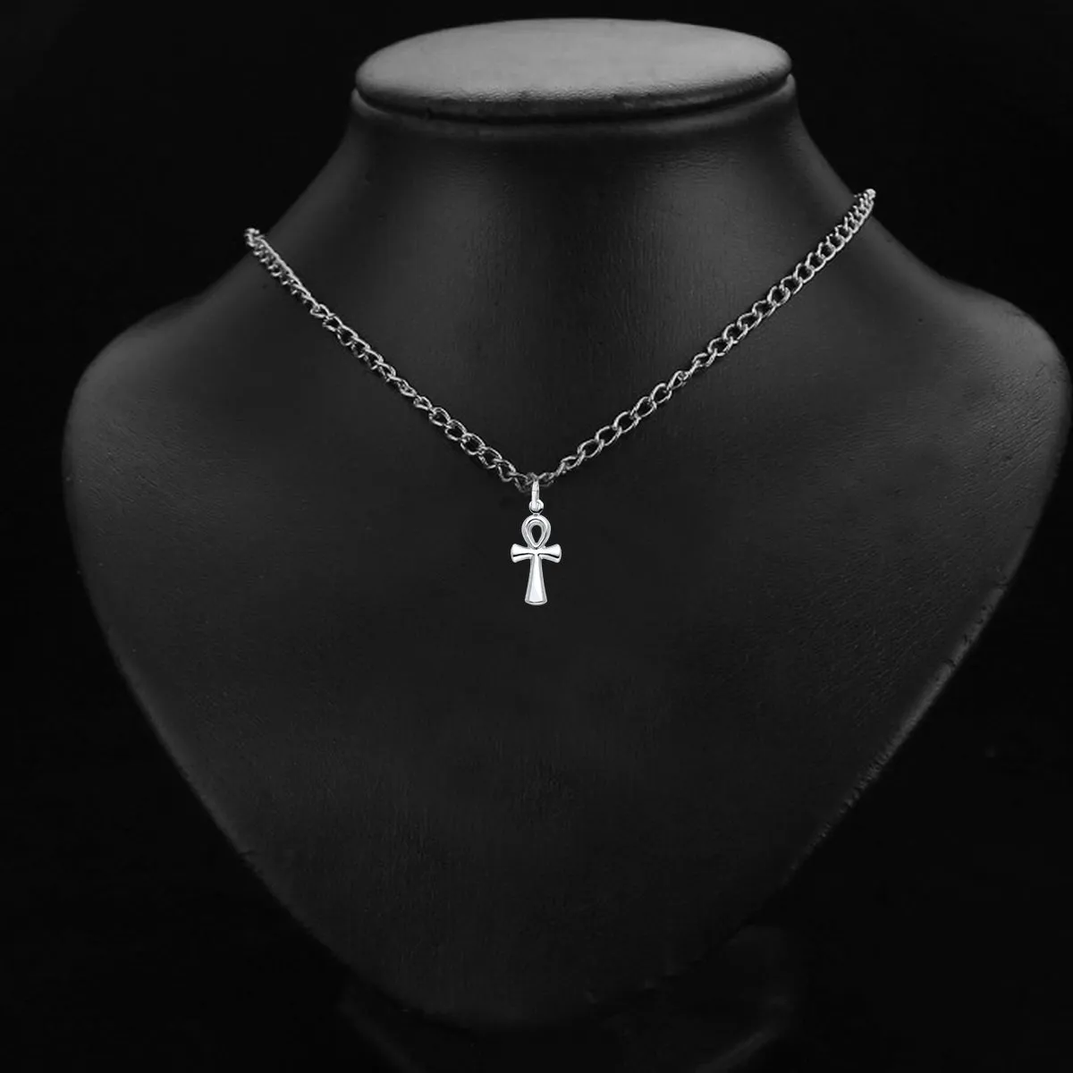 14K White Gold Ankh Cross Religious Pendant