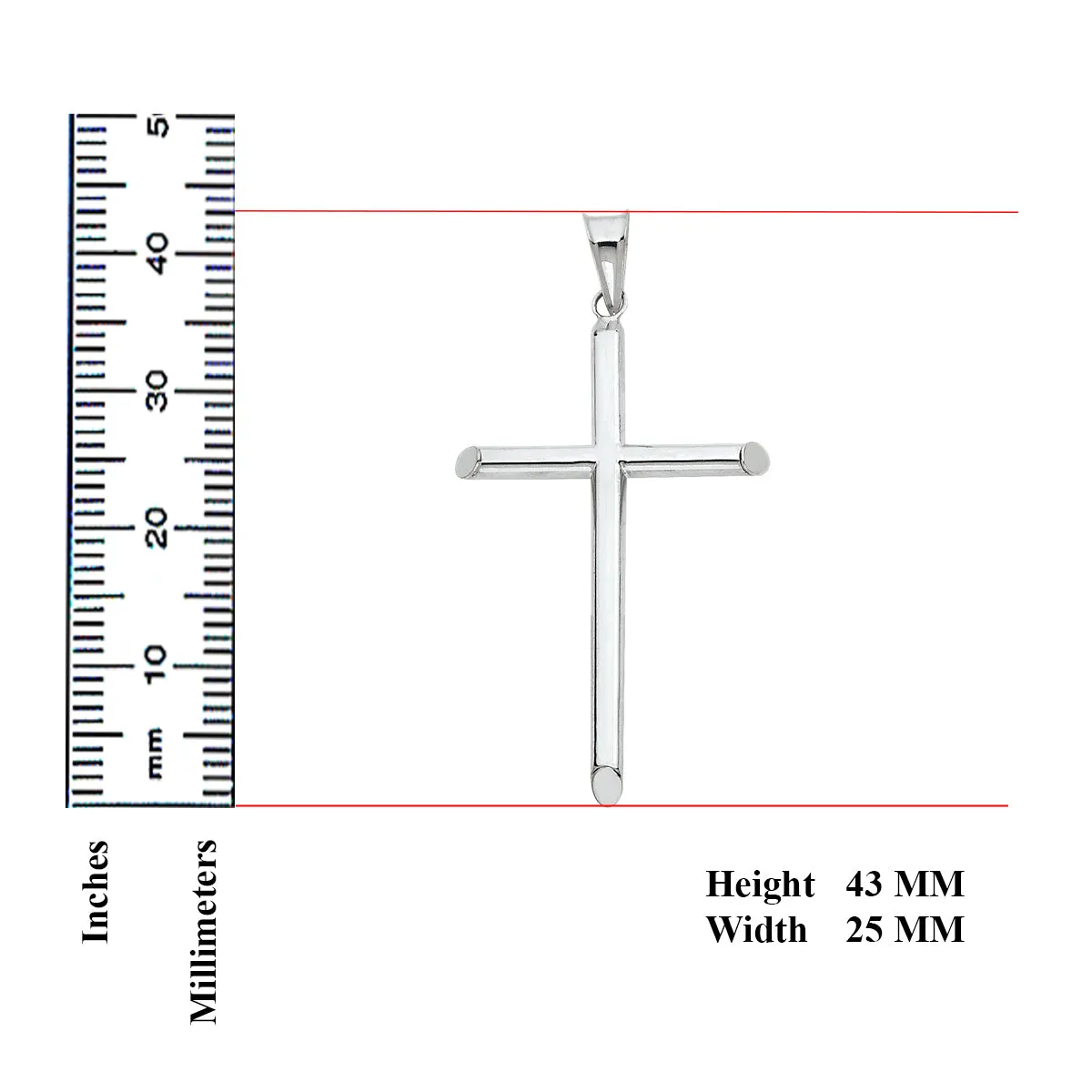 14K White Gold Classic Cross Religious Pendant