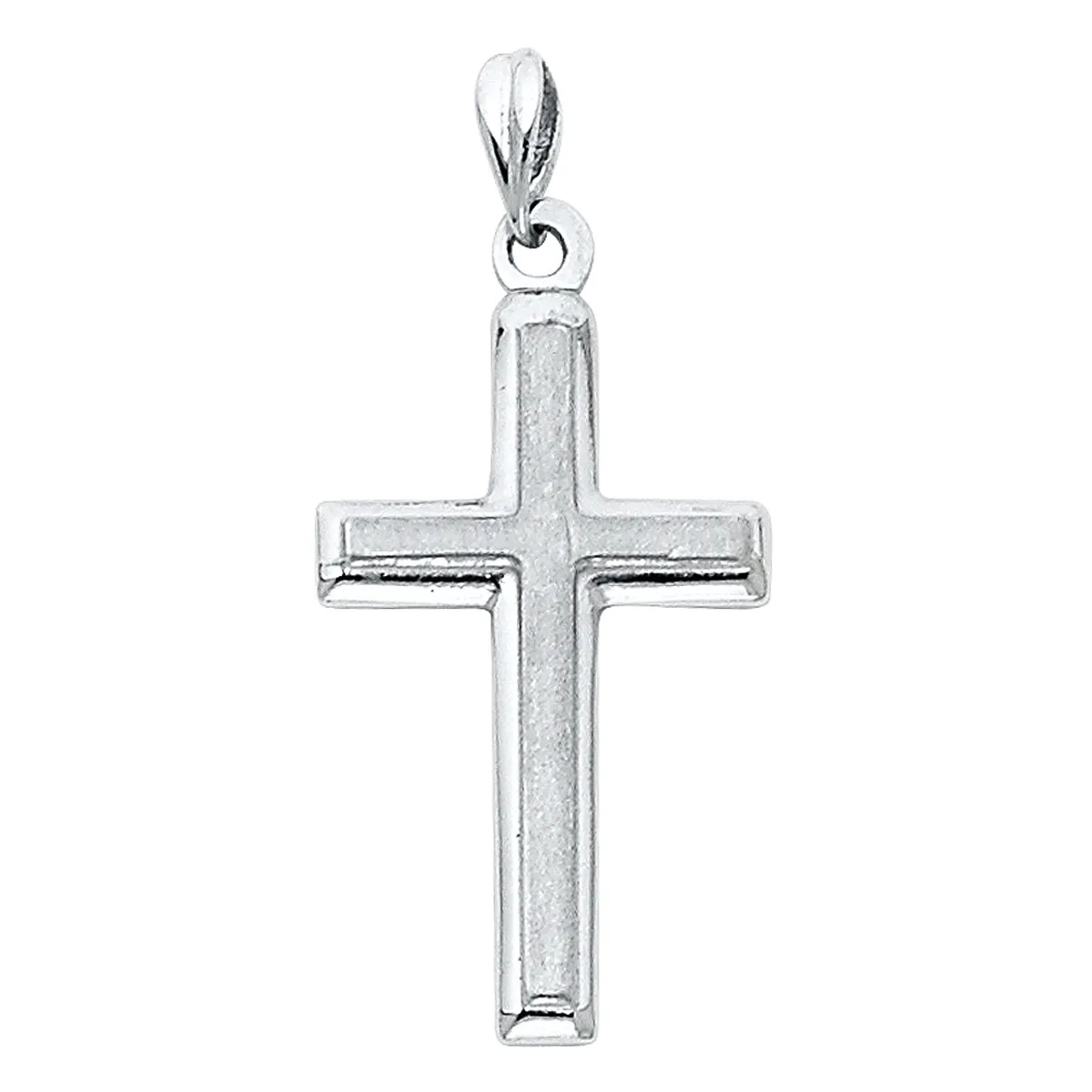 14K White Gold Cross Religious Pendant