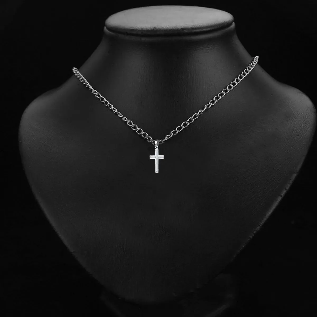 14K White Gold Cross Religious Pendant