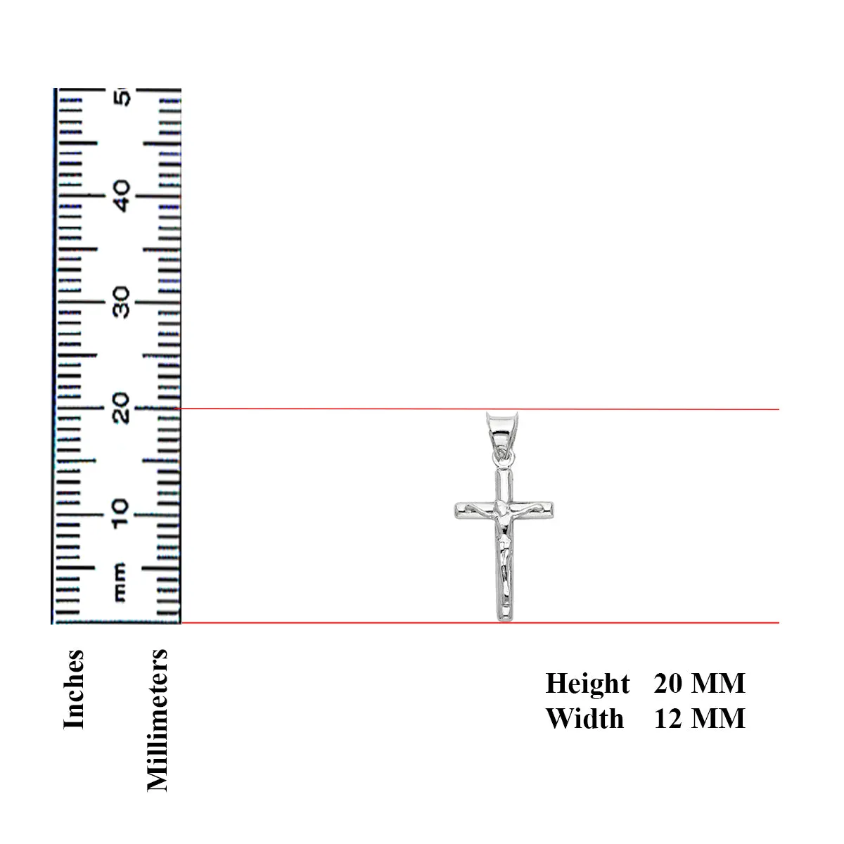 14K White Gold Jesus Crucifix Cross Religious Pendant