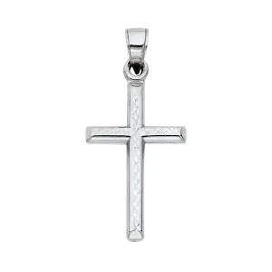 14K White Gold Religious Cross Pendant