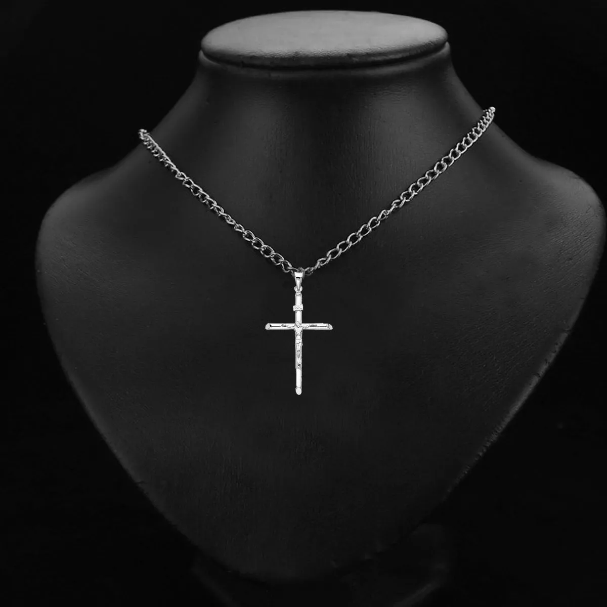 14K White Gold Religious Crucifix Pendant