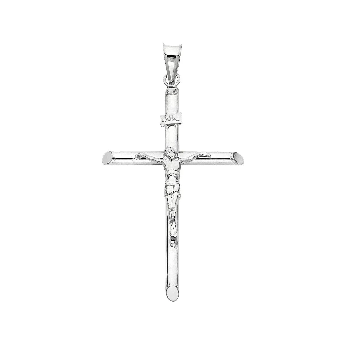 14K White Gold Religious Crucifix Pendant