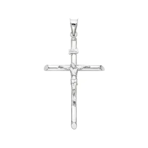 14K White Gold Religious Crucifix Pendant