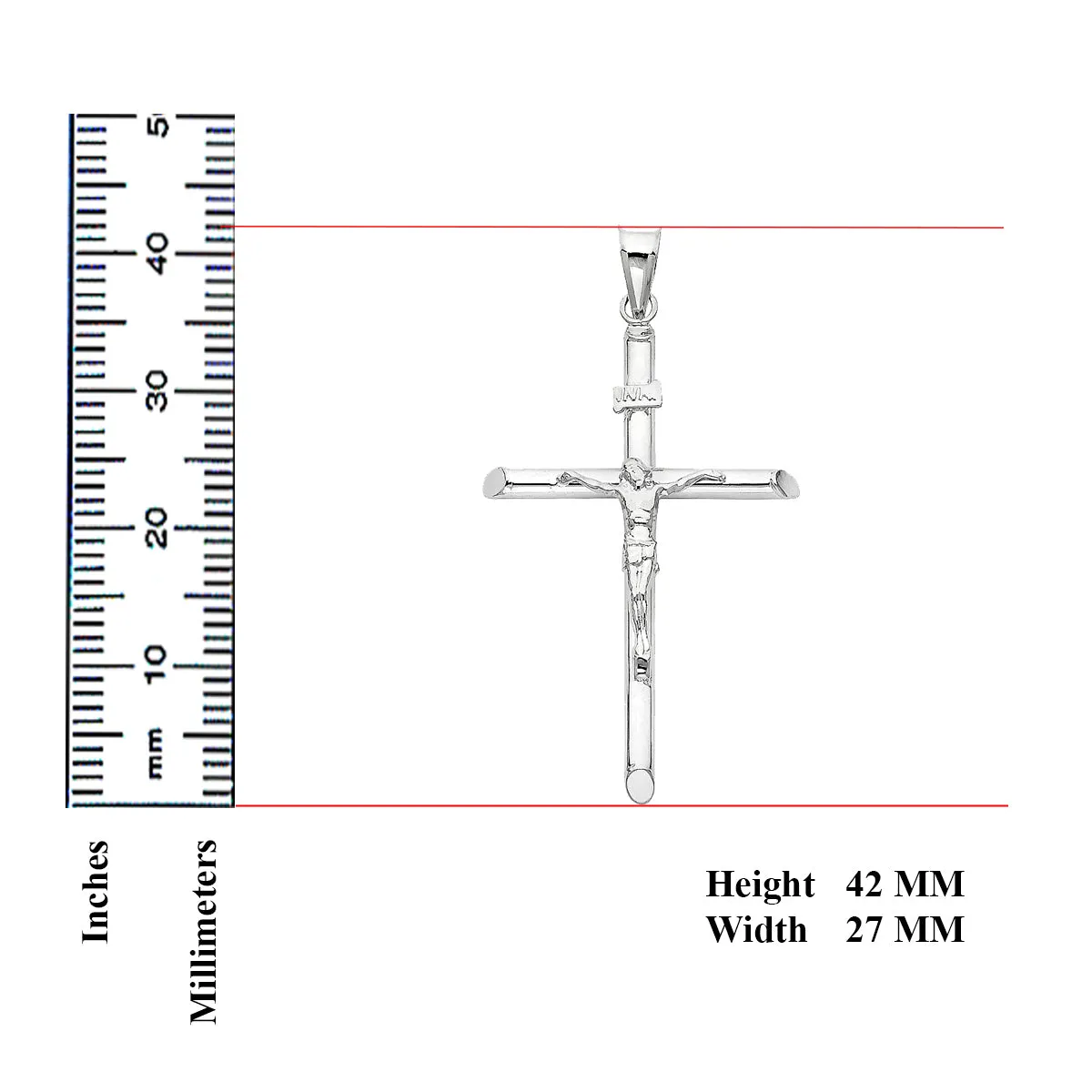14K White Gold Religious Crucifix Pendant
