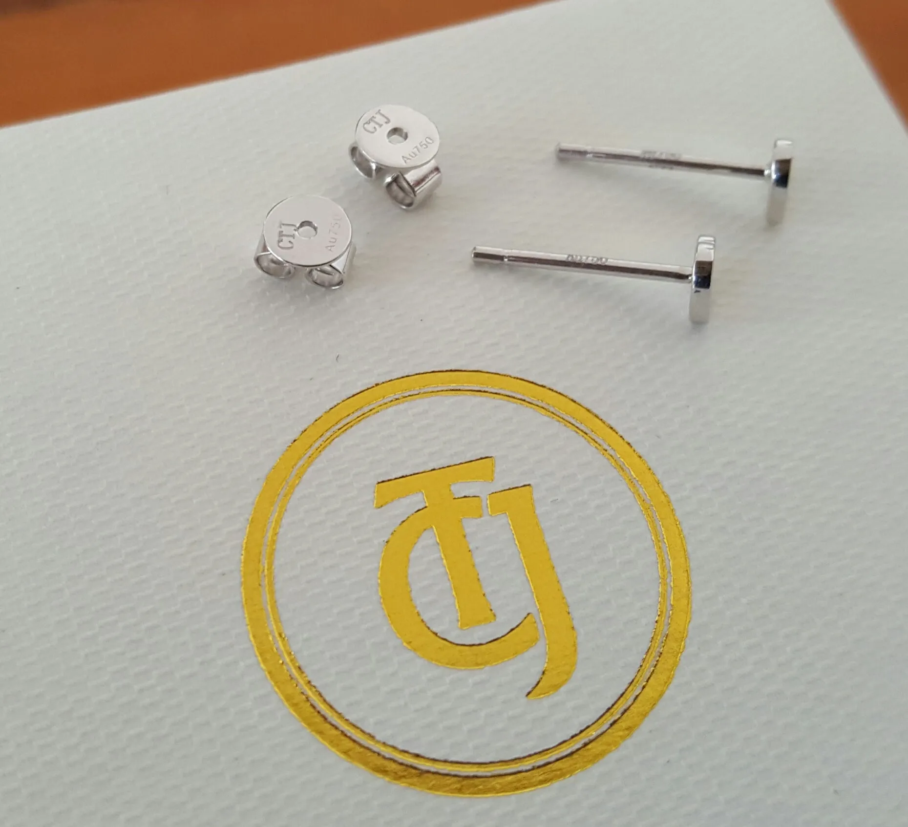 18ct 18k Solid White Gold 'Forever' Heart Stud Earrings - Original Design by CTJ