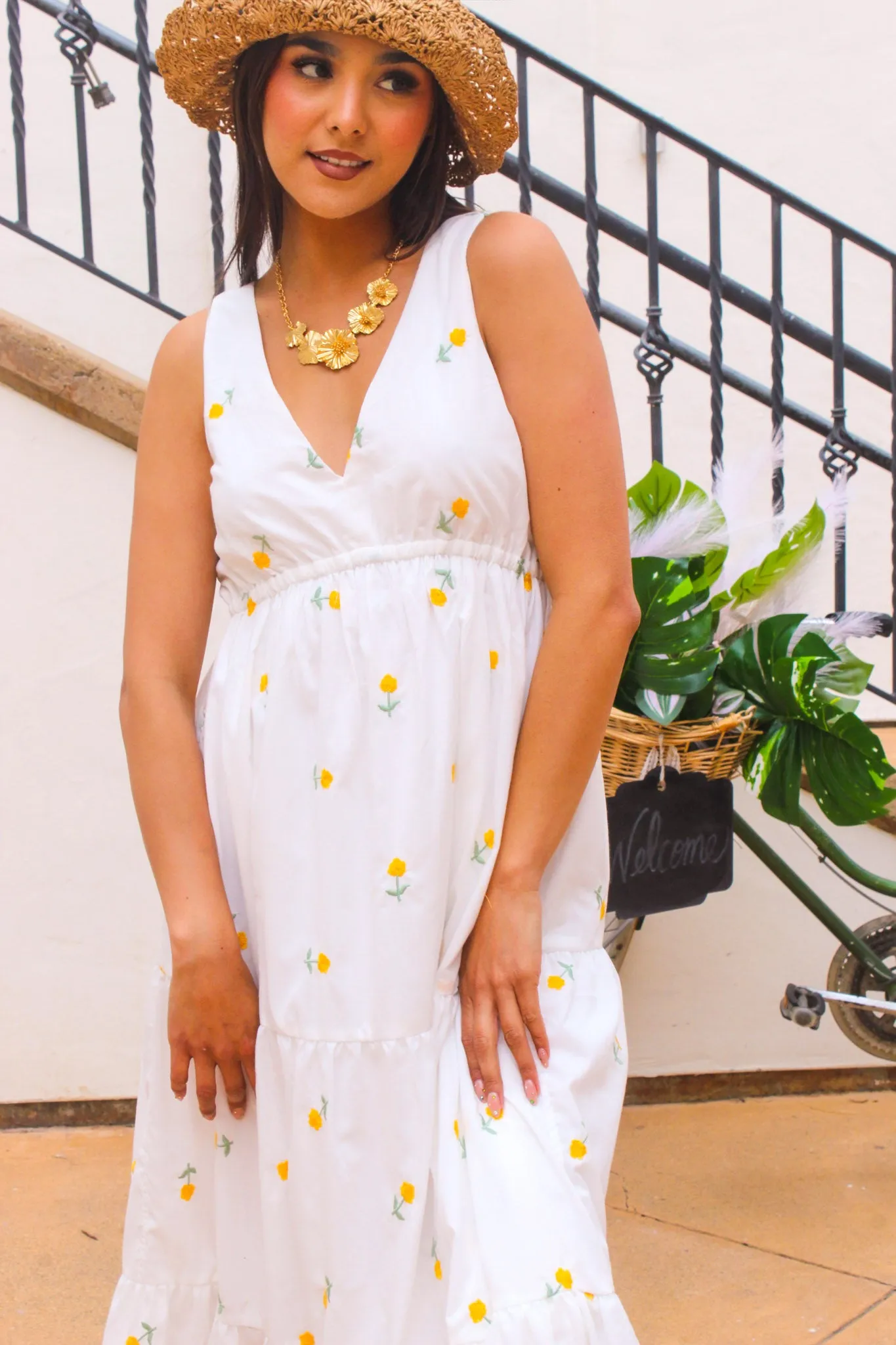 All Smiles Floral Embroidered Maxi Dress