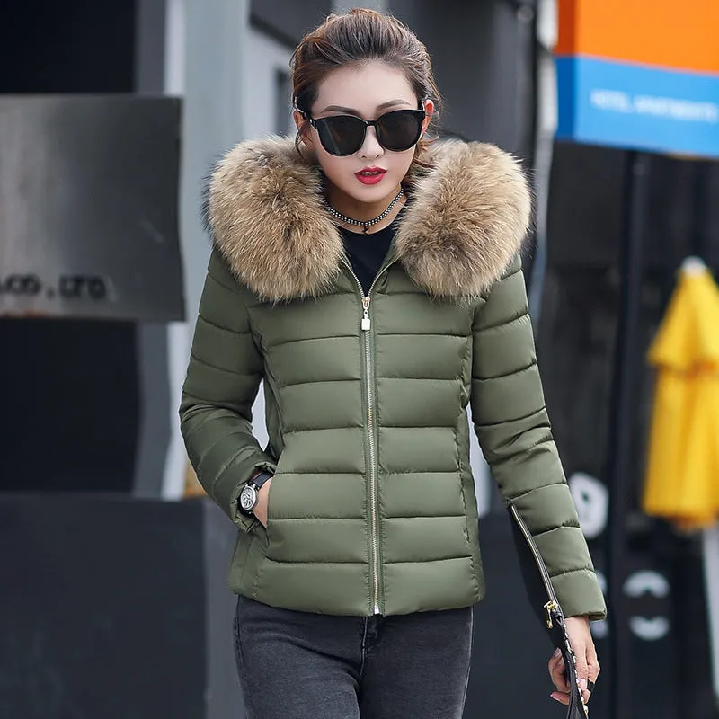 Francesca  Fur Collar Slim Quilted Coat
