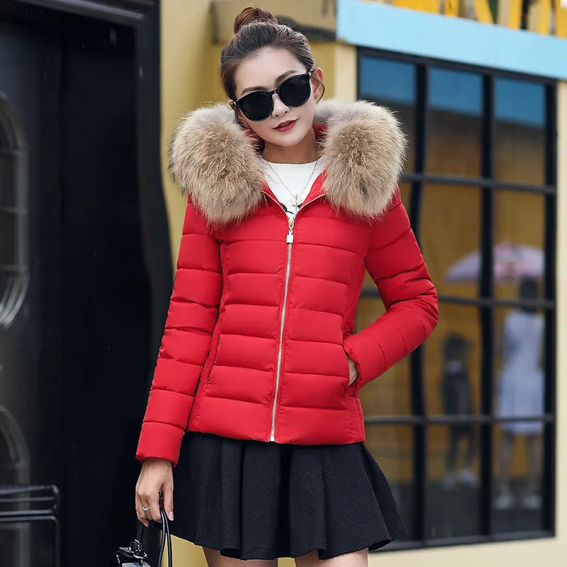 Francesca  Fur Collar Slim Quilted Coat