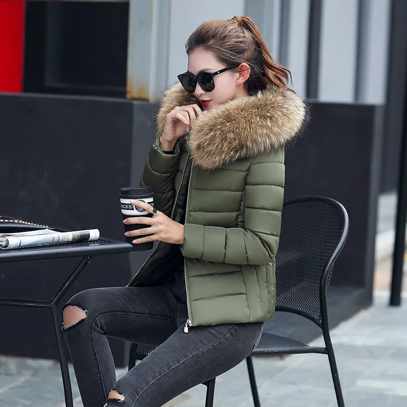 Francesca  Fur Collar Slim Quilted Coat