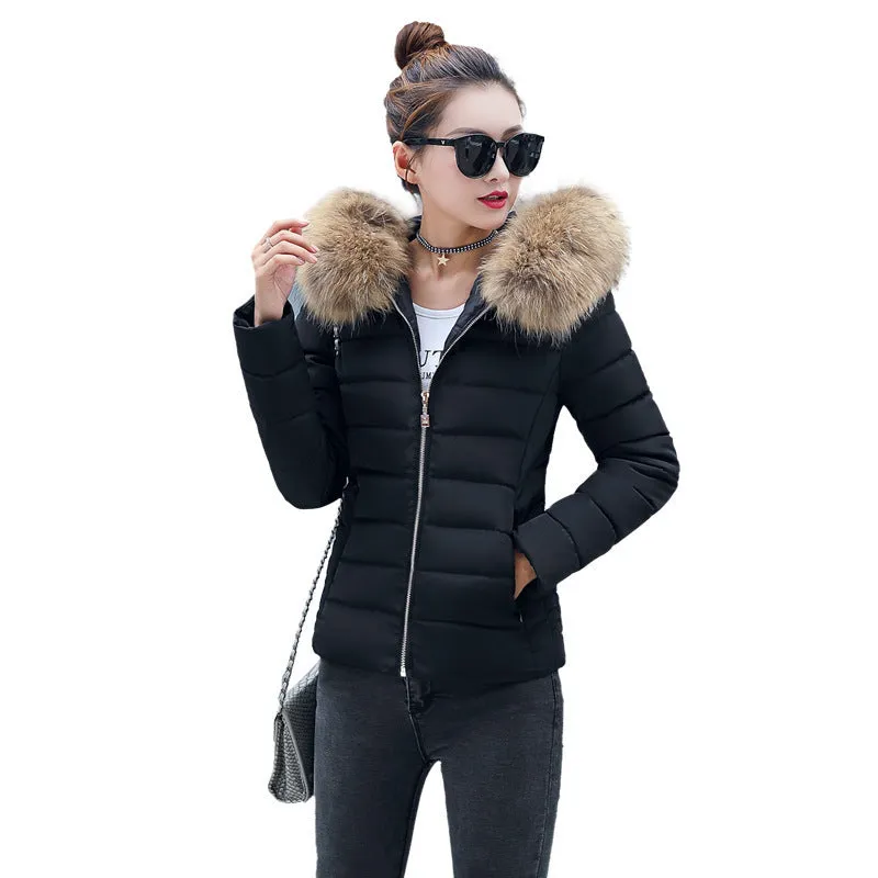 Francesca  Fur Collar Slim Quilted Coat