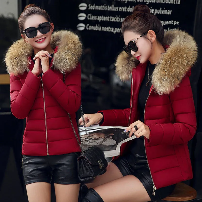 Francesca  Fur Collar Slim Quilted Coat