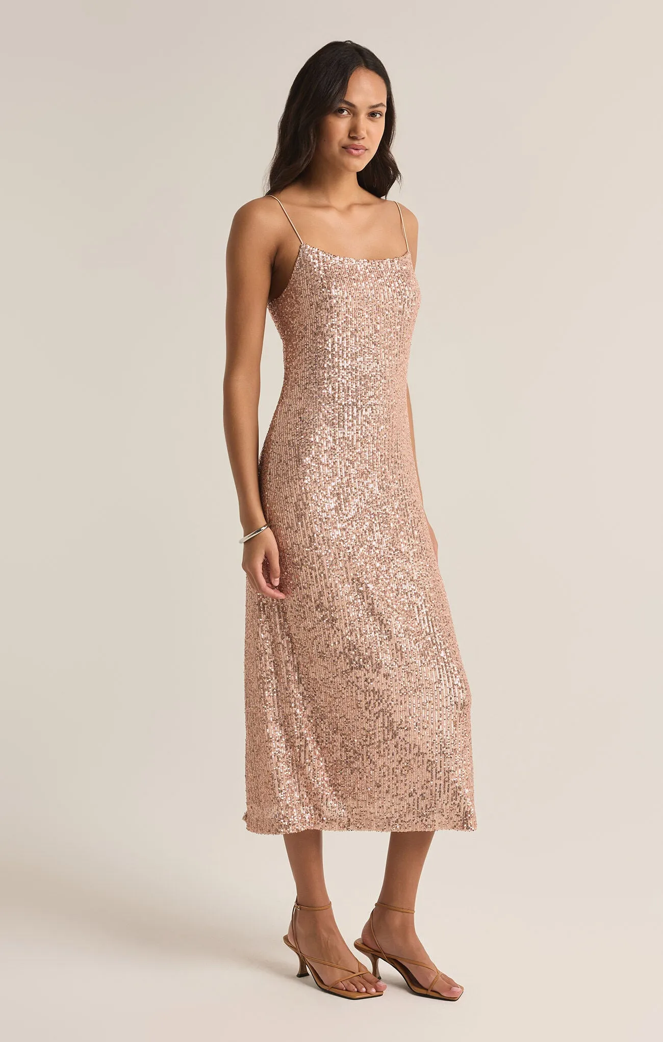 Paulina Sequin Dress - Rose Gold