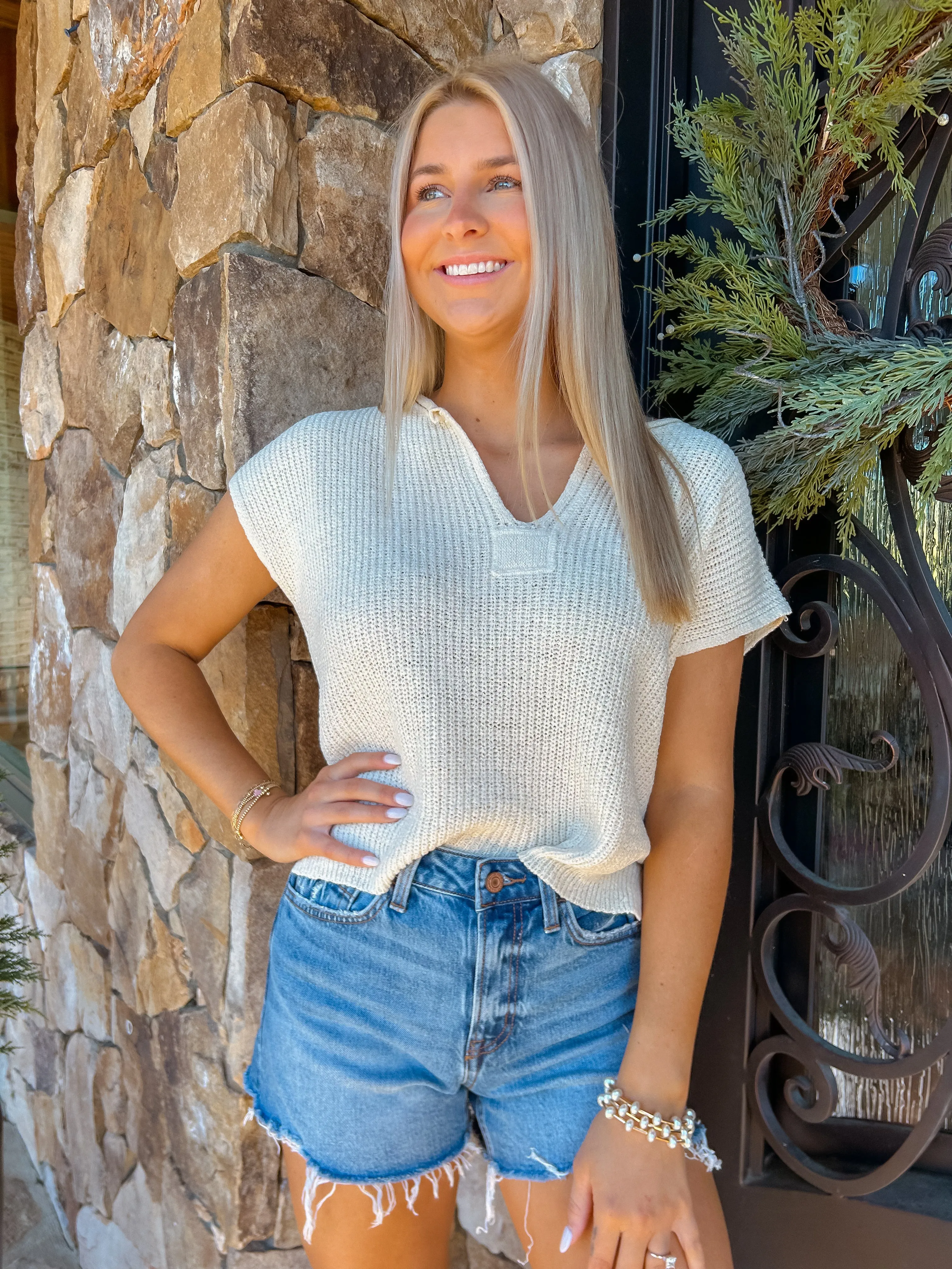 Staycation Cream Knit Sweater Pullover