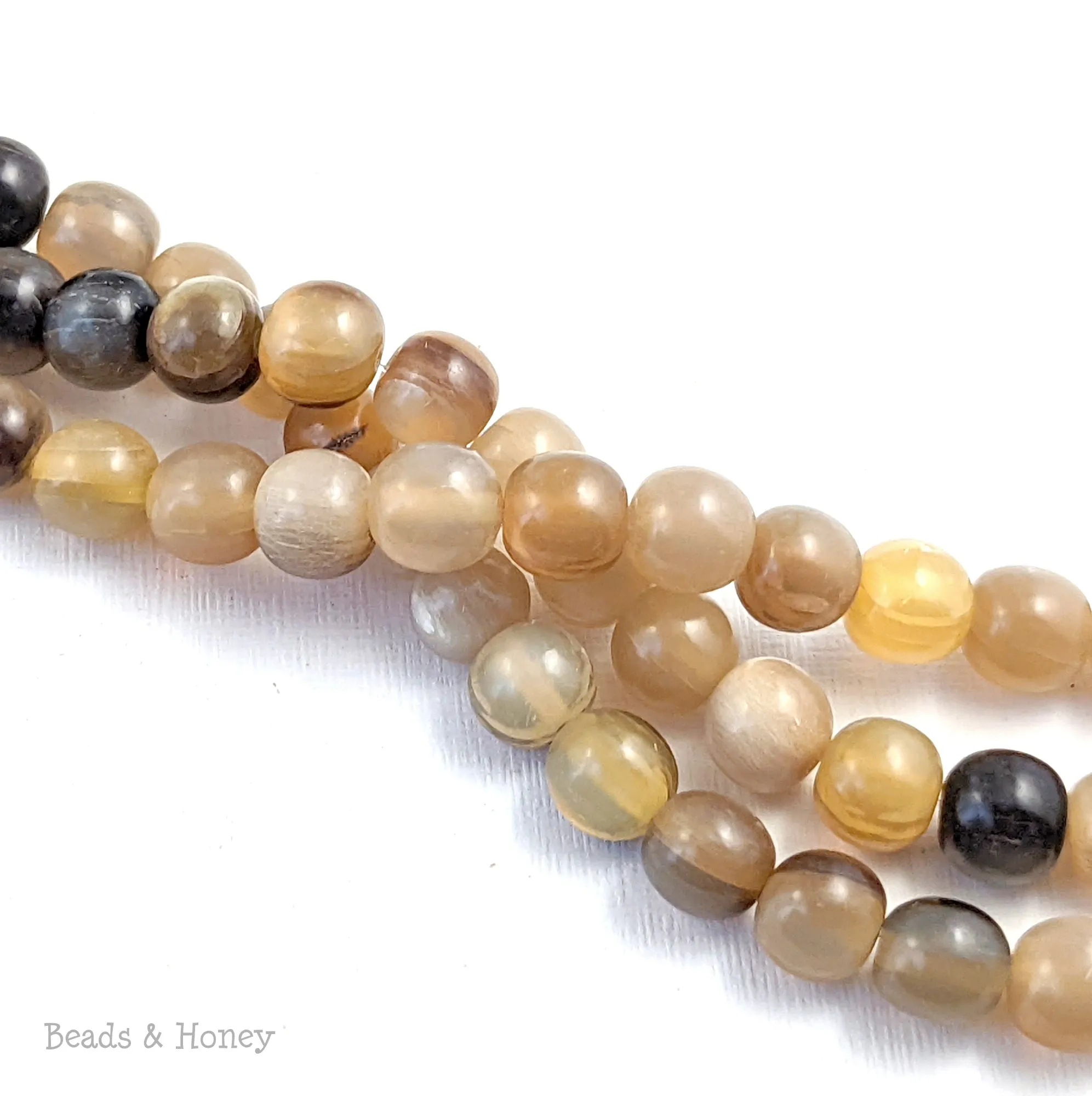 White Horn Bead Round 10mm (16-Inch Strand)
