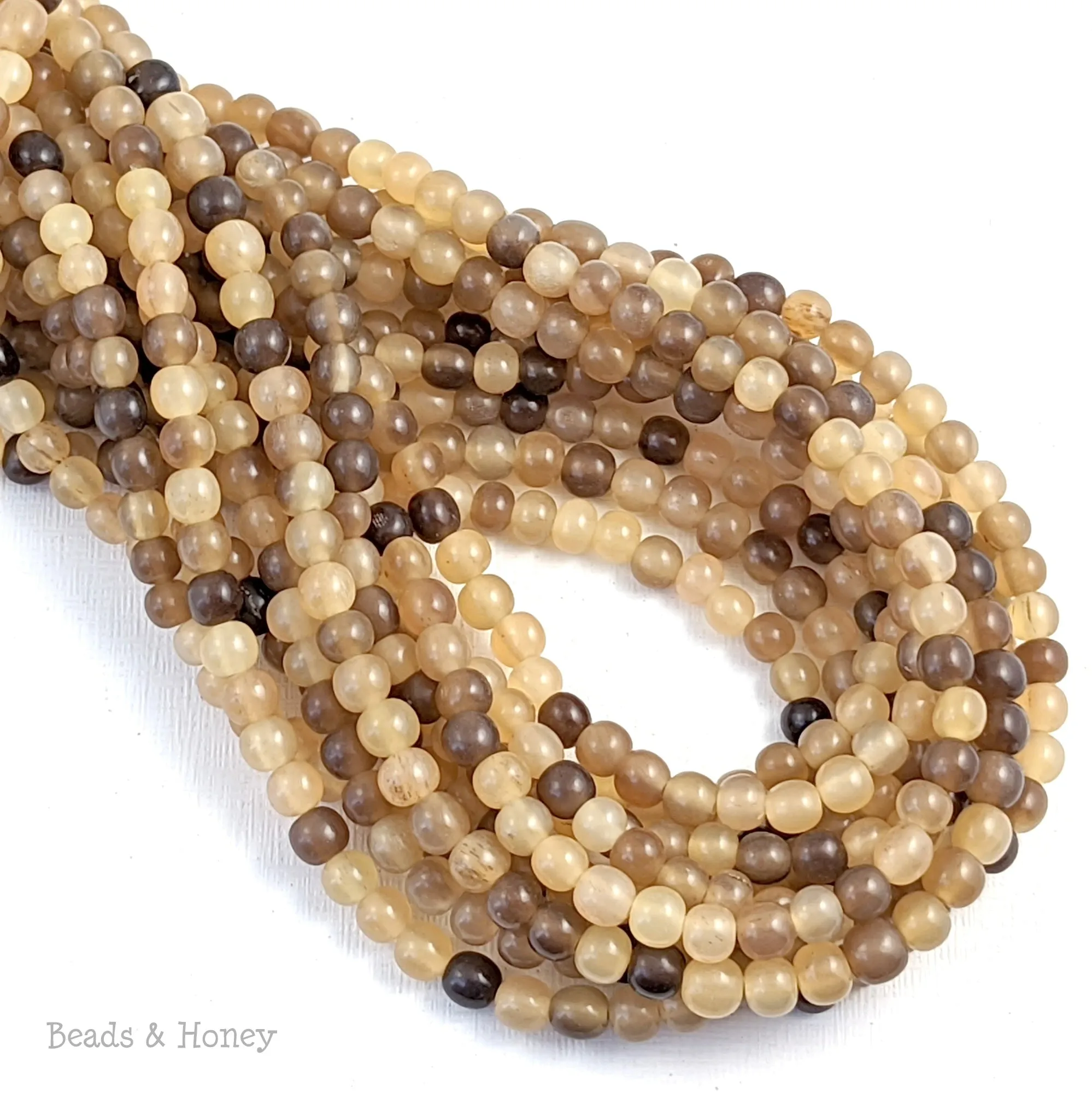 White Horn Bead Round 6-7mm (16-Inch Strand)