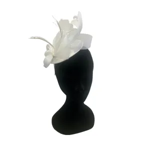 White Loop Knot Feather Fascinator