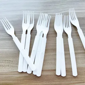 White Reusable Plastic Fork 20pk