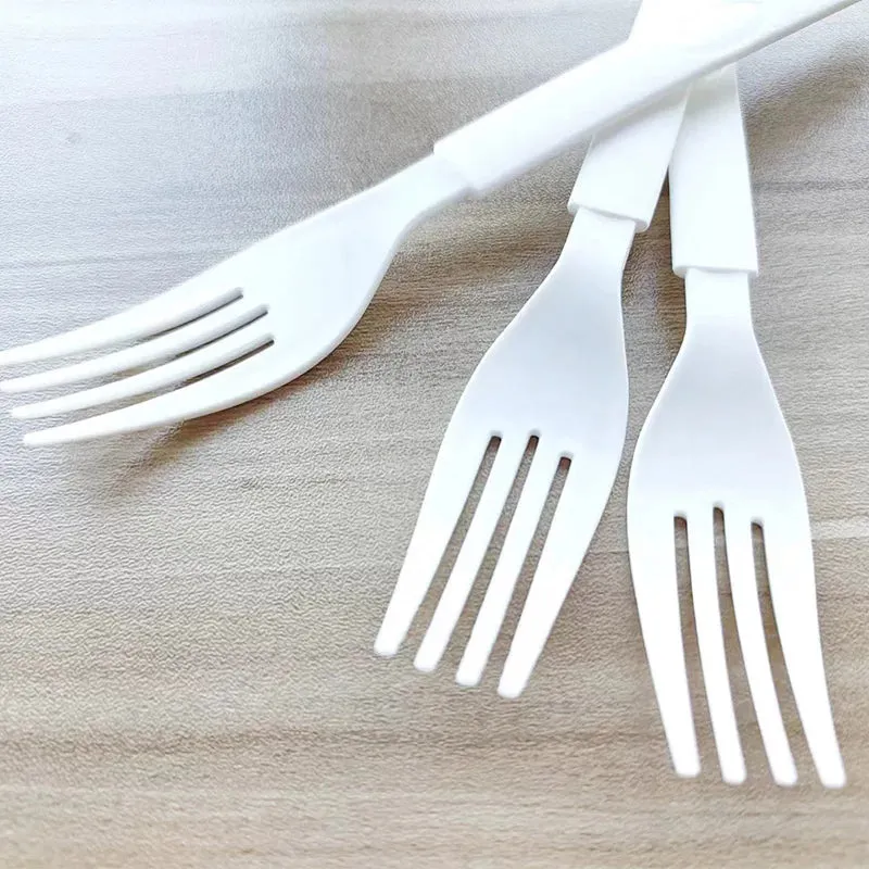 White Reusable Plastic Fork 20pk