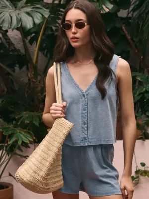 ZSUPPLY SOLACE JERSEY DENIM TOP